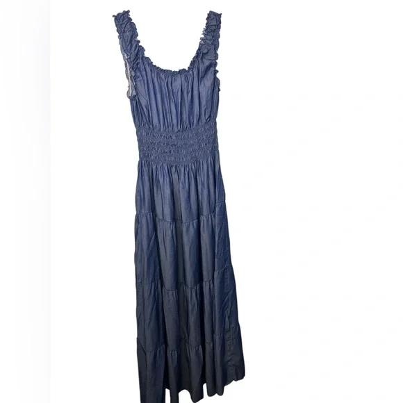 Ostoo Blue Ruffled Maxi Dress NWOT - Picture 2 of 8